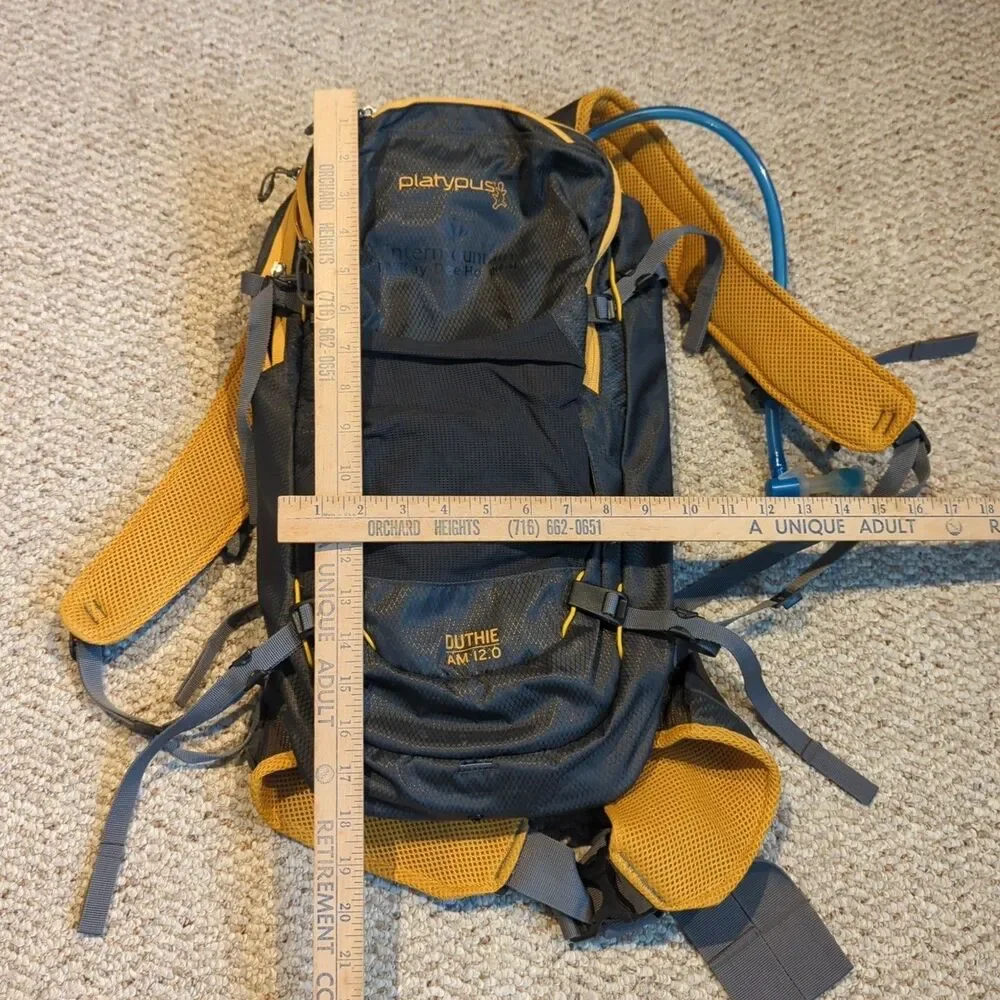 Platypus Duthie AM 12.0 Hydration Backpack Gray Yellow Hiking Running Outdoor